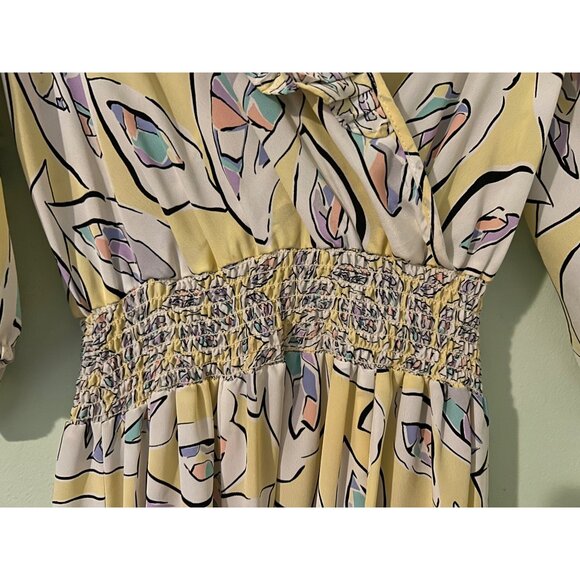 Vintage Anthony Sicari Ruffle Midi Dress Made in USA 80s Pastel Abstract Print P - Picture 12 of 12